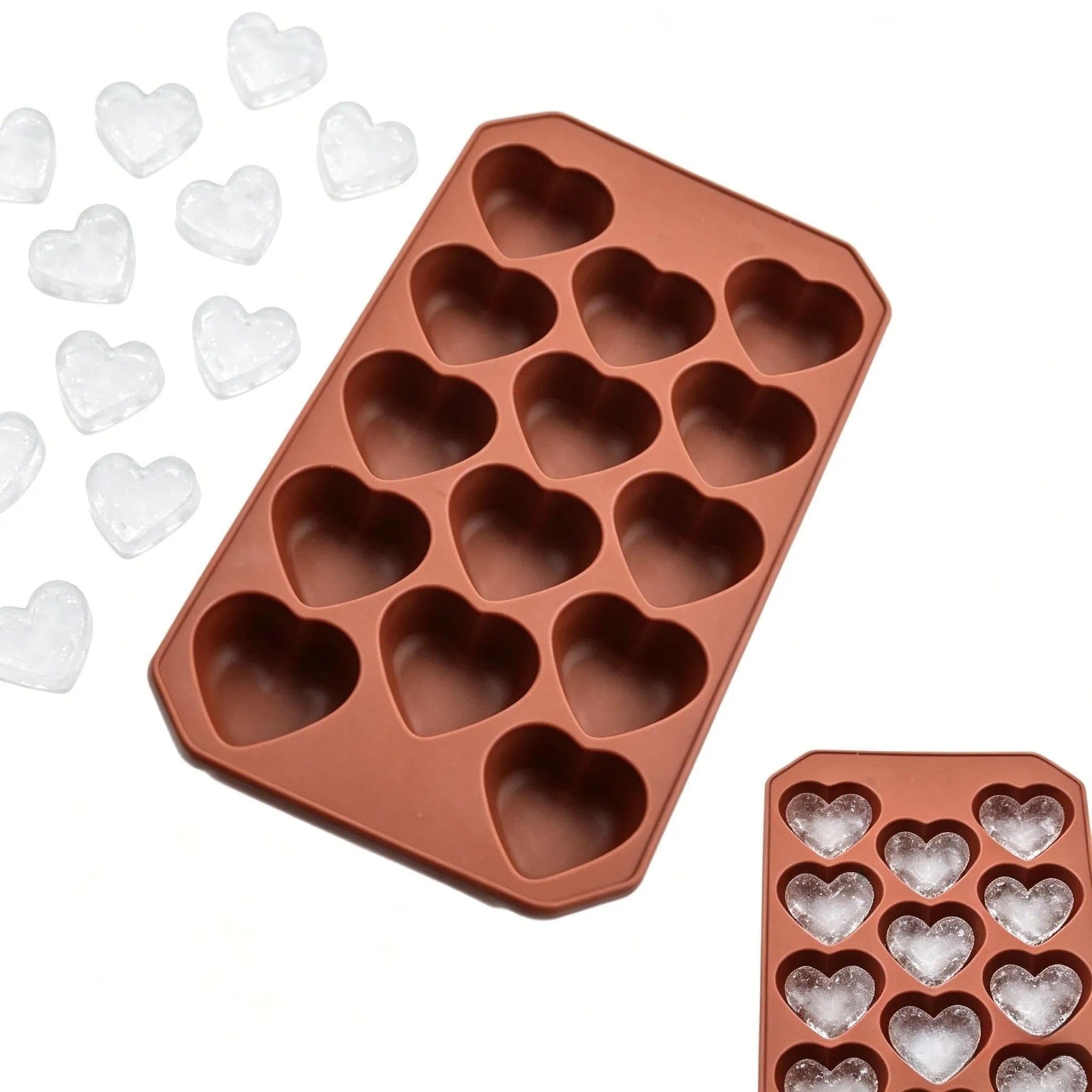 Coffee Heart Ice Cube Tray Silicone, Novelty Love Heart Ice Mold for Iced Coffee, Cocktails & Party Drinks, Aesthetic Kitchen Gadgets, 21.5x11x2cm โ image 1