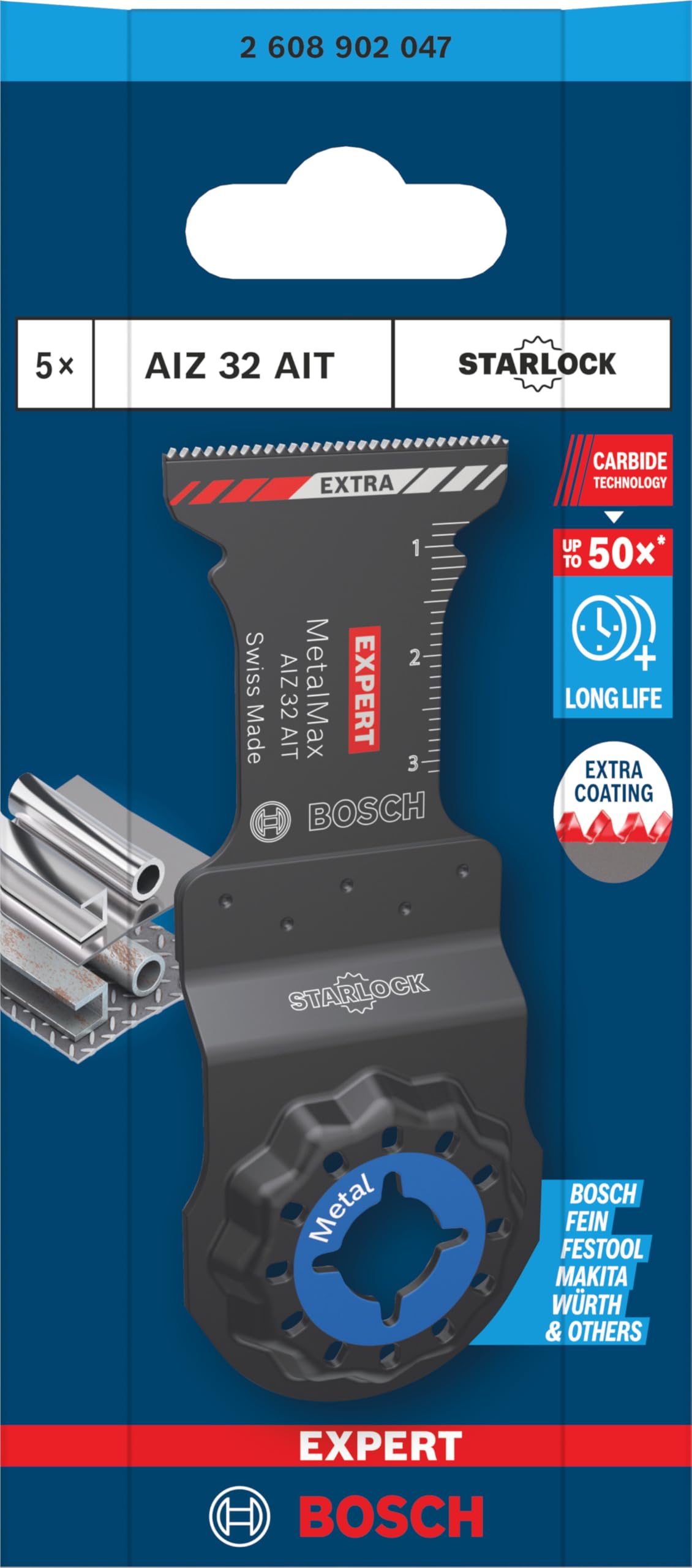 Bosch 5x Hoja de corte de inmersión EXPERT AIZ 32 AIT MetalMax (para Acero, Acero inoxidable, Anchura mm, Professional Accesorios Multiherramienta)