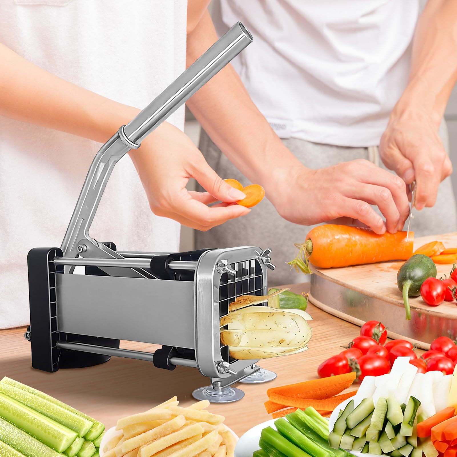 Cortador Papas Fritas Herramienta De Cocina Manual Resistente Para Verduras | Rebanador Patatas Y Cortador Patatas Fritas Utensilio Cocina Cortar Alimentos Hogar Comercial Barbacoa Cam