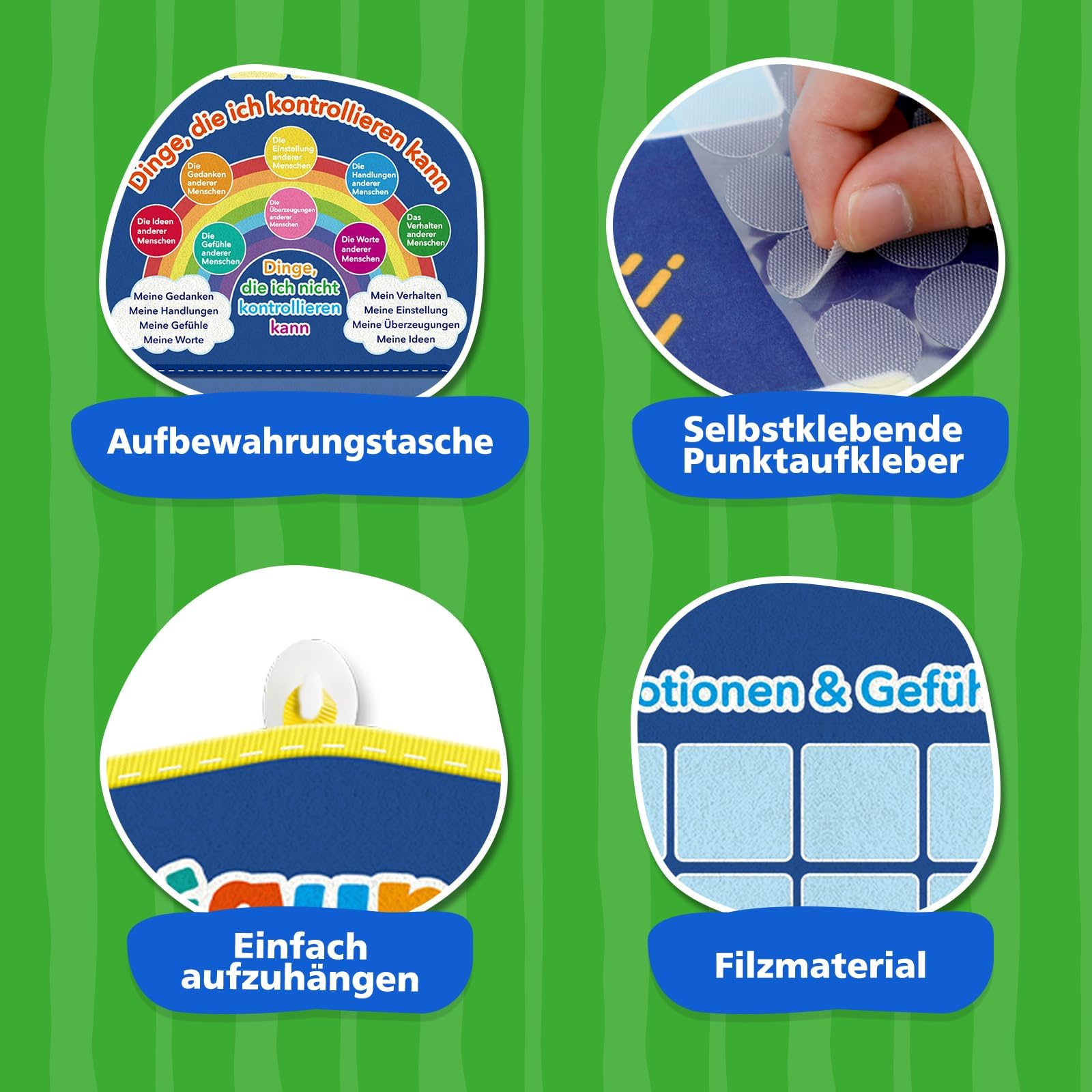 Broytain Lernposter Emotionen für Kinder, Gefühlstafel für die Ruhe-Ecke und das Klassenzimmer, Soziales und emotionales Lernen, ADHS & Autismus Hilfsmaterialien für Lehrer