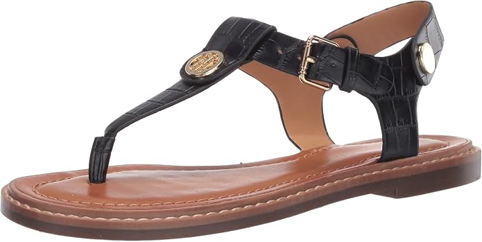 Amazon.com: Tommy Hilfiger Sandalias planas para mujer, negro, 9.5 : Ropa,  Zapatos y Joyería