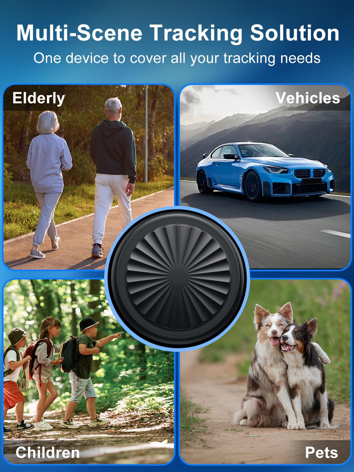 GPS Tracker per Auto, Localizzatori GPS Compatibile con iOS e Android, Senza Abbonamento,Impermeabile IP67,Riproduzione Tracciato 7 Giorni,Autonomia 365 Giorni,Adatto per Auto/Animali Domestici/Chiavi