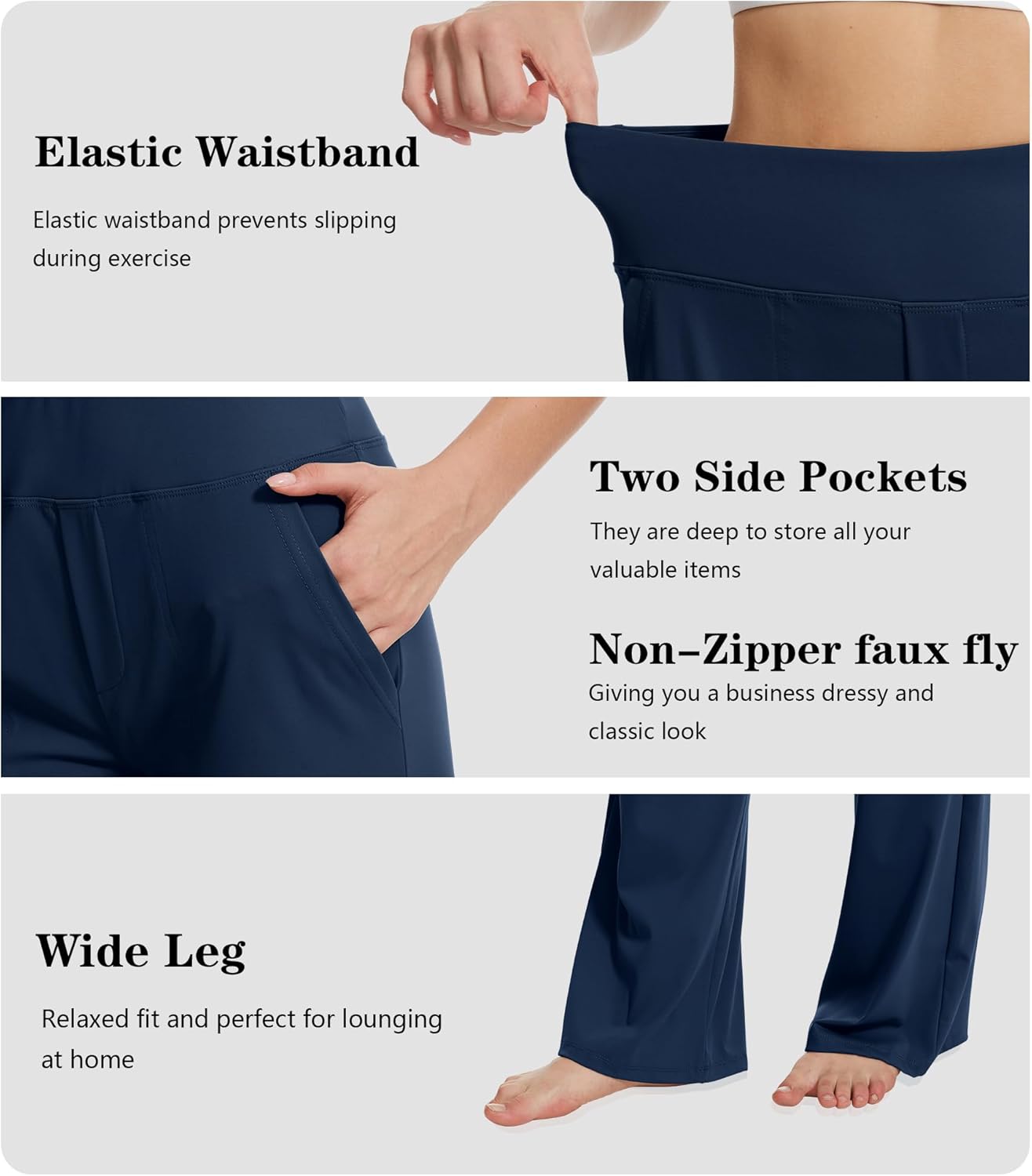 Yoga Pants Women Wide Leg Pants High Waist Stretch Dress Casual Sweatpants Lounge Pants with Pockets - Image 5