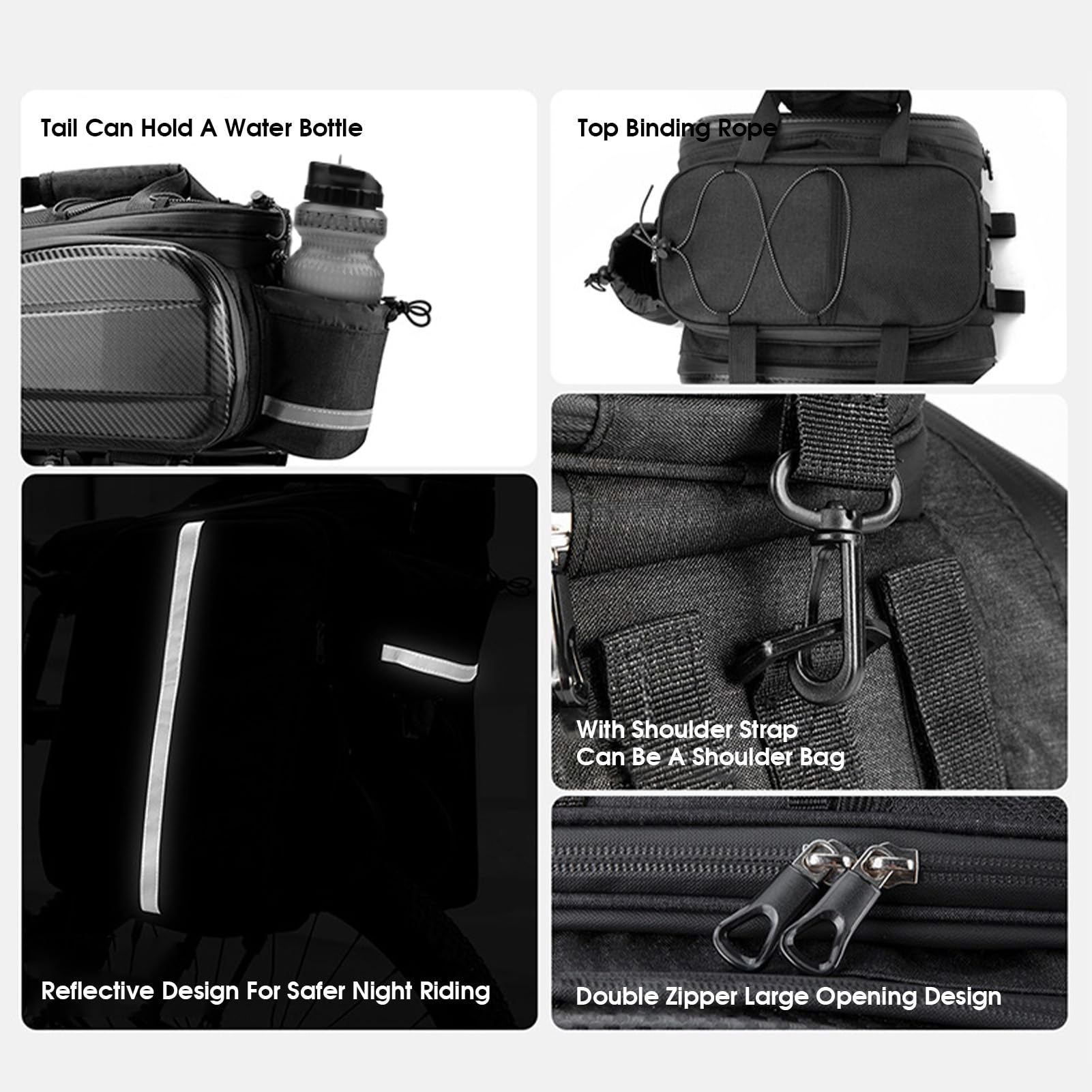 Borse da sella per bici Portapacchi posteriore Design esterno rigido Portaoggetti da viaggio di grande capacità Resistente Materiale in poliestere EVA per Mountain bike Avv (Nero 31L
