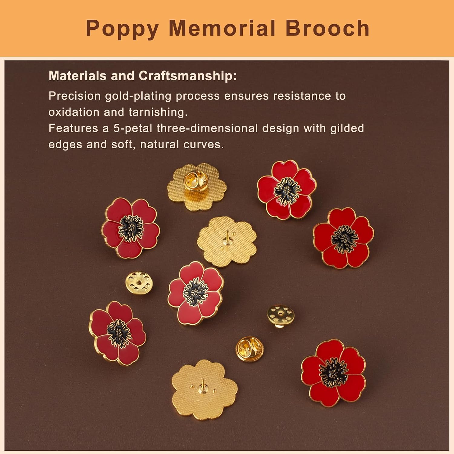 Poppy Pins Veterans Day Lapel Pin, Remembrance Day Poppy Flower Brooch, Enamel, Lest We Forget Memorial Badge, Patriotic, for Clothes, Hat, Bag, Backpack