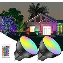 Cheopha RGB MR11 Color Changing LED Bulbs with Remote Control, Warm White + Multi Color GU4 Base Light Bulb, 12V Low Voltage for Outdoor Christmas New Year & Landscape Lighting 2-Count