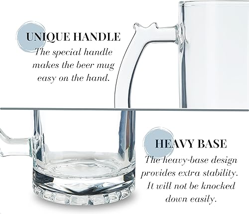 Miniatura 4 de Onebttl Regalos personalizados de cerveza para hombres amantes de la cerveza, taza de cerveza pesada de 17 onzas con asa para jefe como regalo de