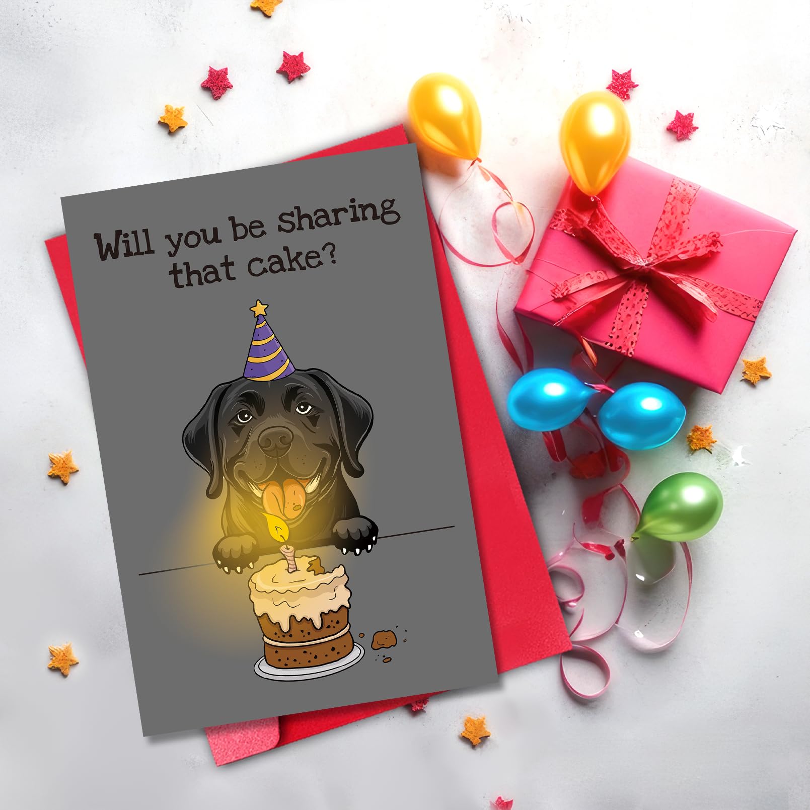 Old English Co. Tarjeta De Cumpleaños Para Perros Con Diseño De Dibujos Animados «Do I Smell Cake» Para Hombres Y Mujeres, Diseño De Tarjeta Humorística Para Dueño De Mascotas, Sobre Interior En