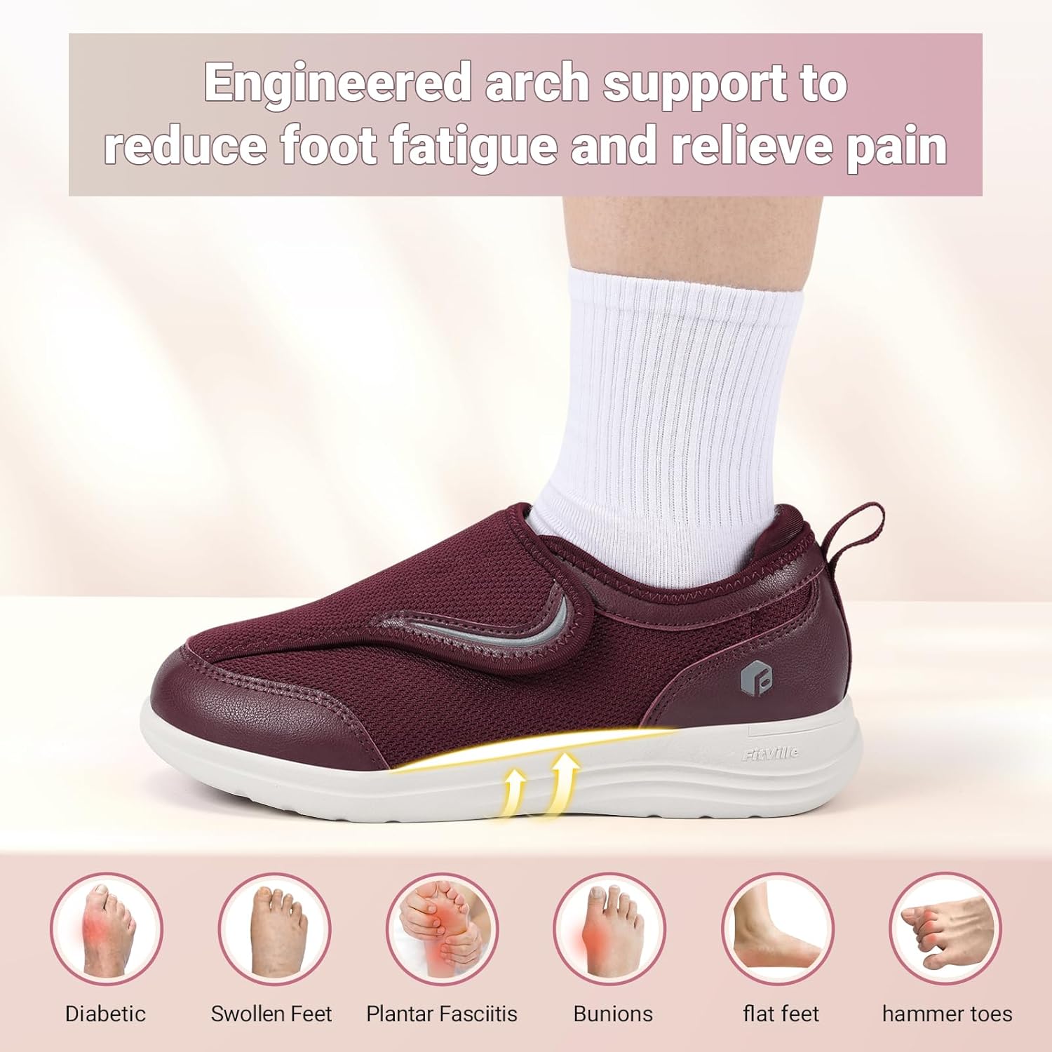 FitVille Diabetic Shoes for Women Wide Width, Fully Adjustable Straps Wide Width Shoes for Women for Edema and Swollen Feet - Image 5