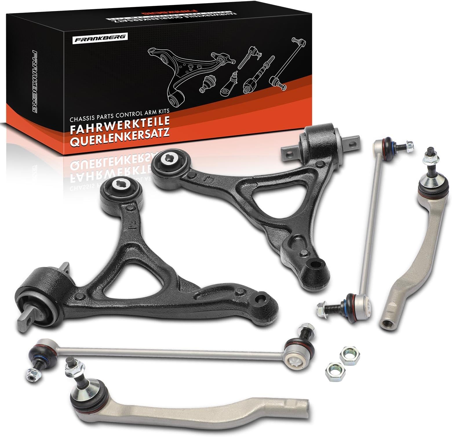 Frankberg 2x Front Rear Control Arm + 2x Front Stabiliser Link + 2x Front Outer Tie Rod End Track Rod End Front Left Right Compatible with XC90 I 275 2002-2014 Replace# 30639780