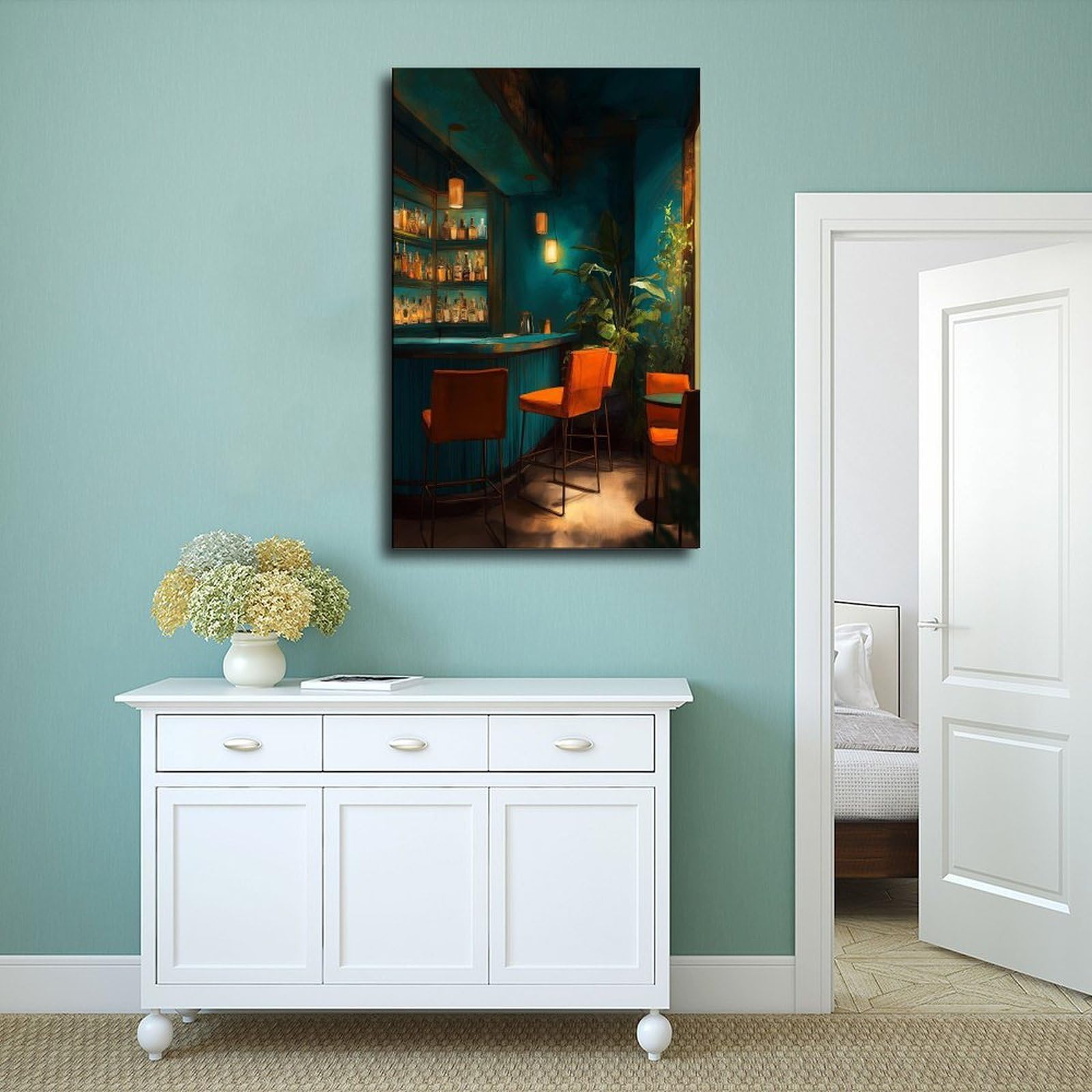 Elegante poster da interni per bar, decorazione moderna su tela, decorazione artistica da parete per soggiorno, camera da letto, decorazione 40,6 cm di lunghezza x 61 cm di larghezza