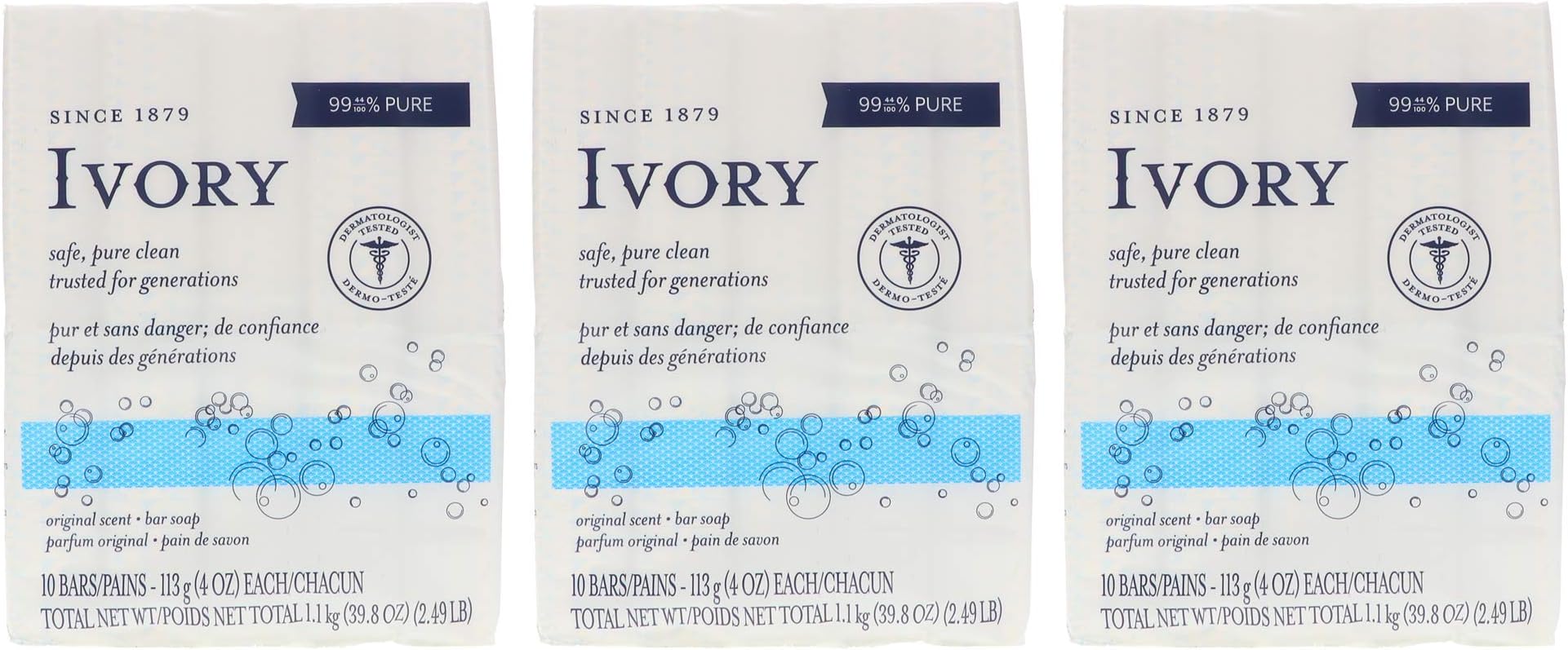 Ivory Soap, Original 4 oz Bars 10 ea (Pack of 3)
