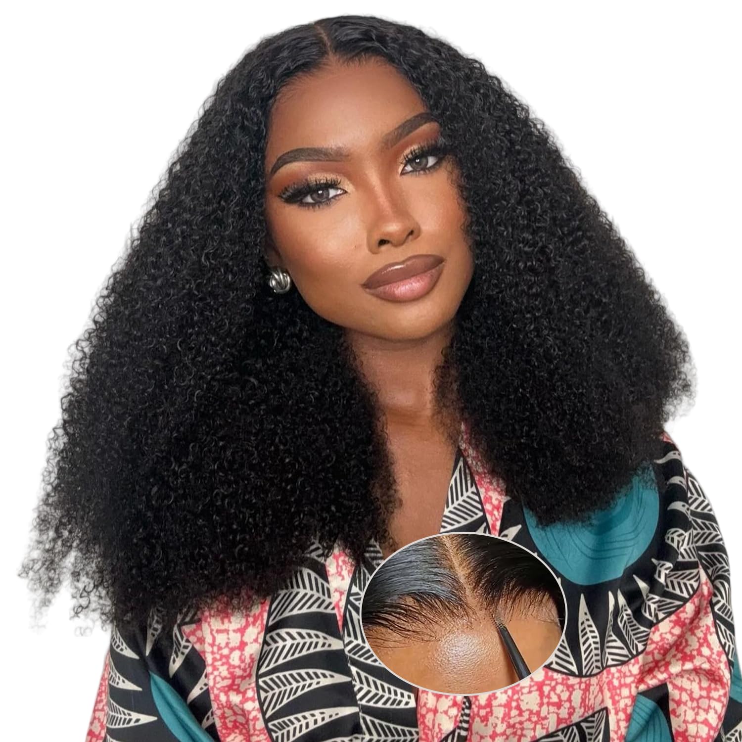 Oxeyegirl 20 Pouces 9x6 Kinky Curly Perruque Femme Naturelle Brésilien 180% Densité Perruque Cheveux Humain Afro Bouclée Sans Colle Deep Wave Glueless Wear and Go Wig Human Hair Pre Plucked Pre Cut