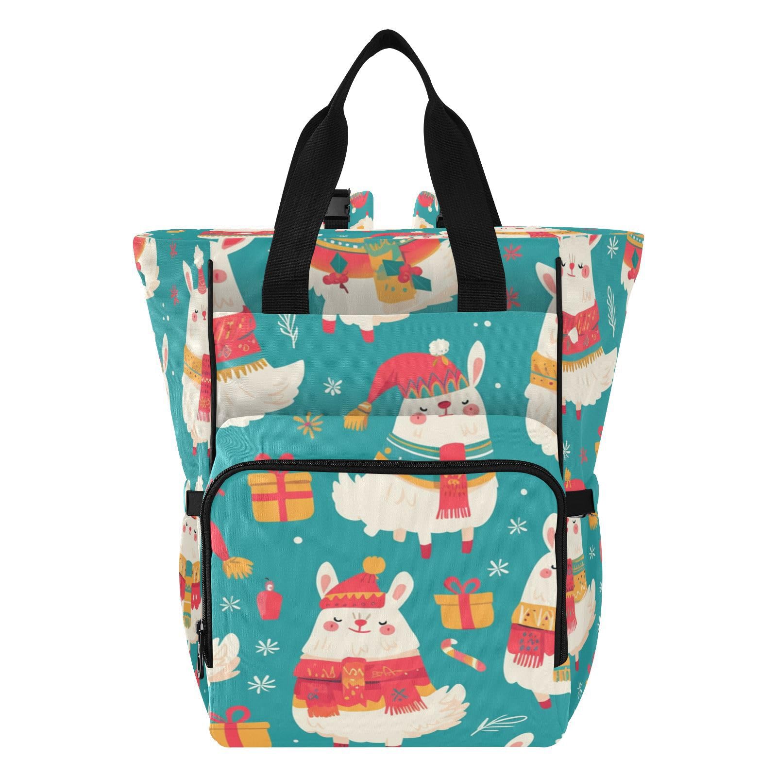 Blanco Festivo Colorido Invierno Mochilas de Pañales para Gran Capacidad Pañal Bolso Mochila para Viajar al Aire Libre Mamá y Papá