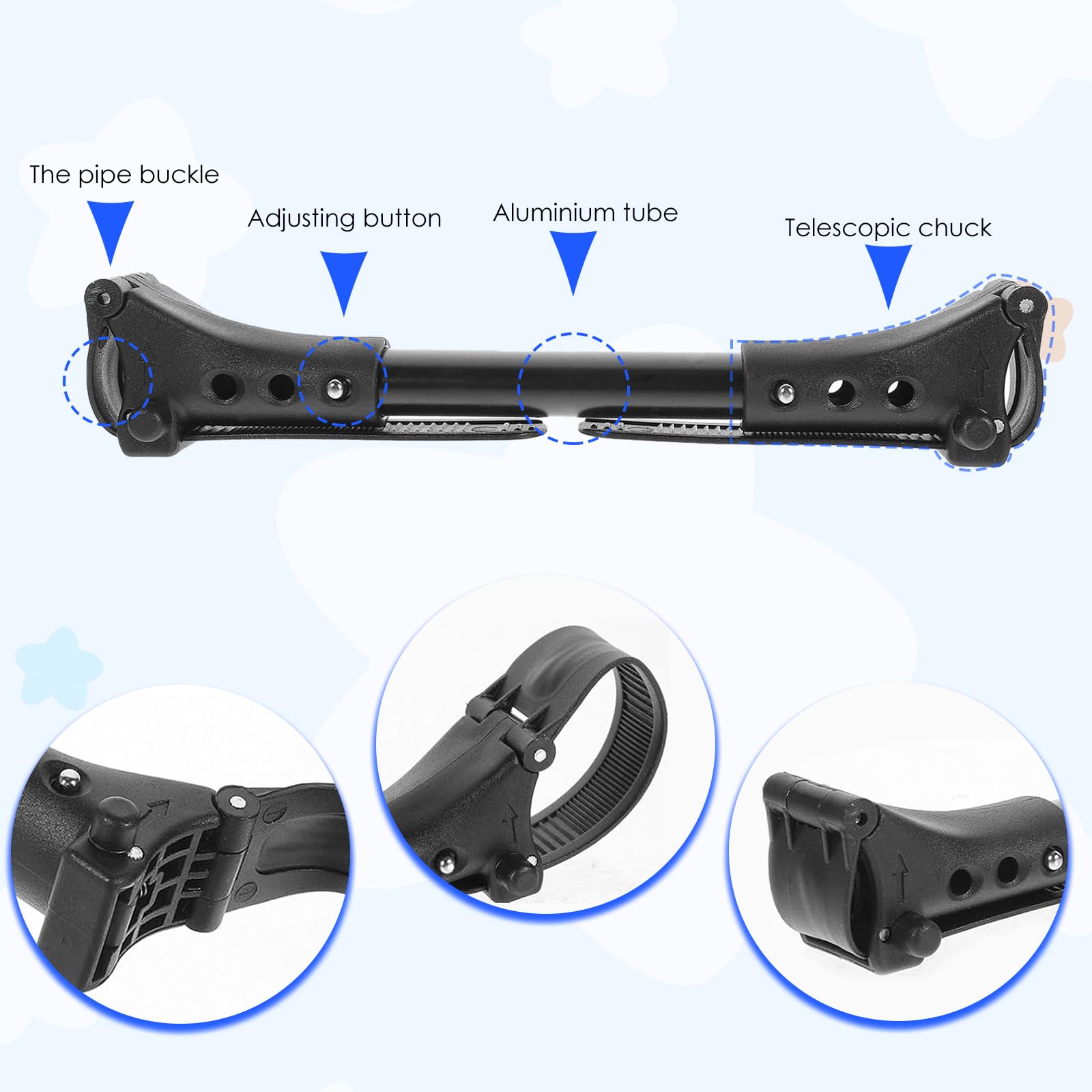 3 Pièces Connecteurs Universels pour Poussette de Bébé, Adaptateur Connexion pour Poussette, Connecteurs Réglables pour Poussette, Convient À la Plupart des Poussettes