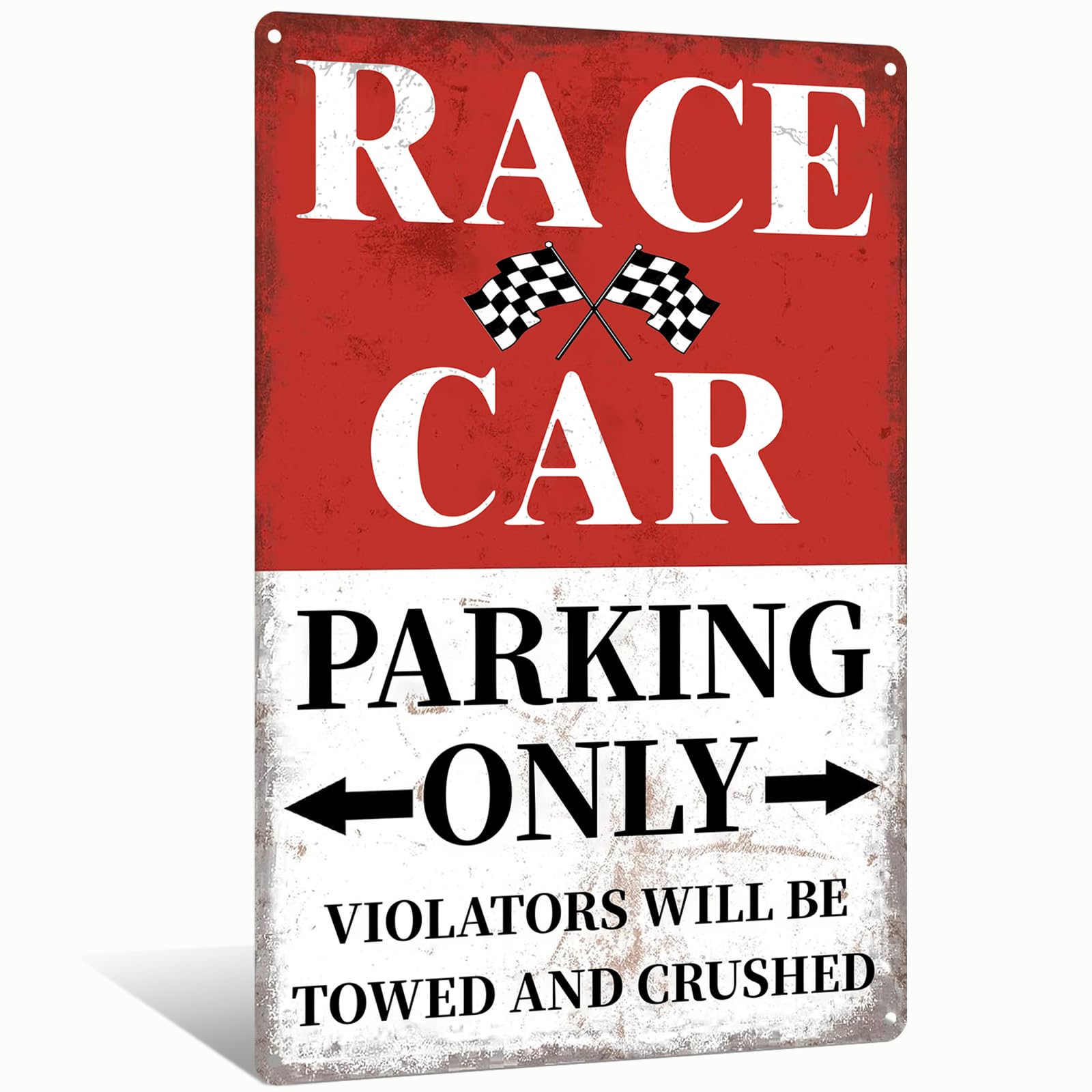 Race Car Parking Only Funny Vintage Metal Tin Sign for Boys Bedroom Garage Man Cave Wall Decor 8x12 Inch (2589)