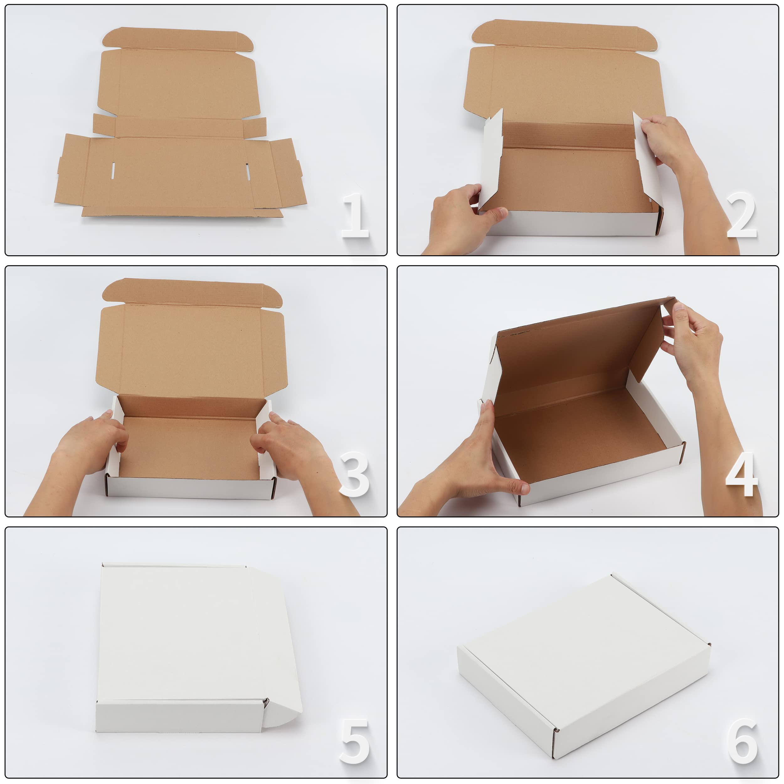 EYMPEU Lot de 20 boîtes d'expédition blanches en carton ondulé de 28 x 20 cm