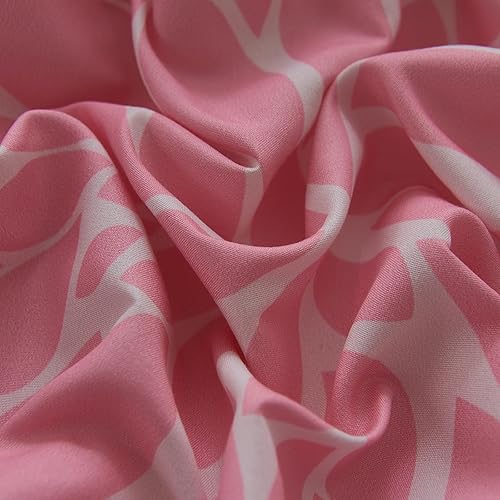 Miniatura 8 de Koniroom Juego de edredón rosa de 8 piezas, tamaño Queen, cama de flores beige y blanca en una bolsa con sábanas, fundas de almohada, fundas de