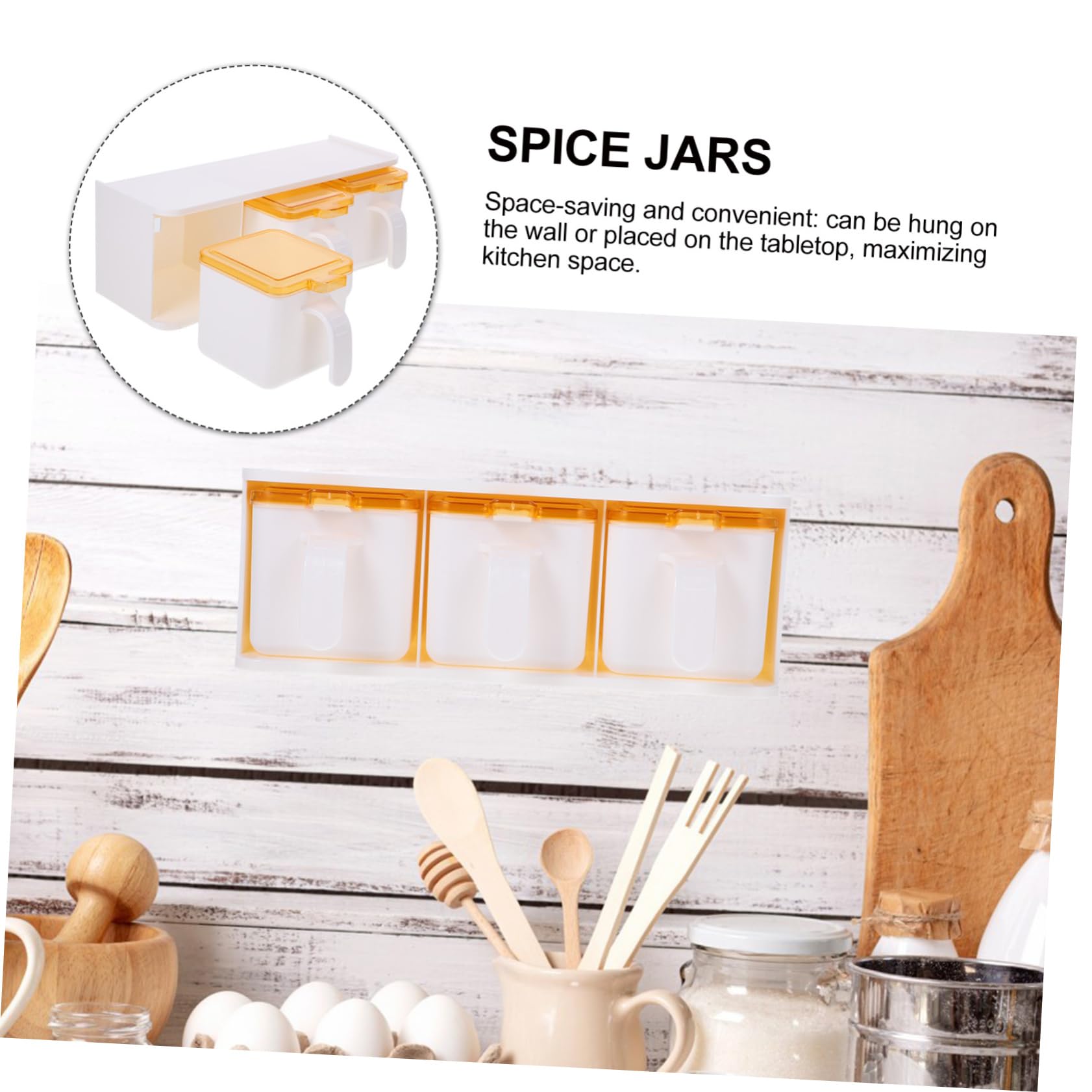 Especiero Reutilizable con Tapa y Cuchara, para Montar en la Pared, de Escritorio, Multiusos, con Compartimentos para Sal, Pimienta, azúcar y Frijoles, para organizar la Cocina.