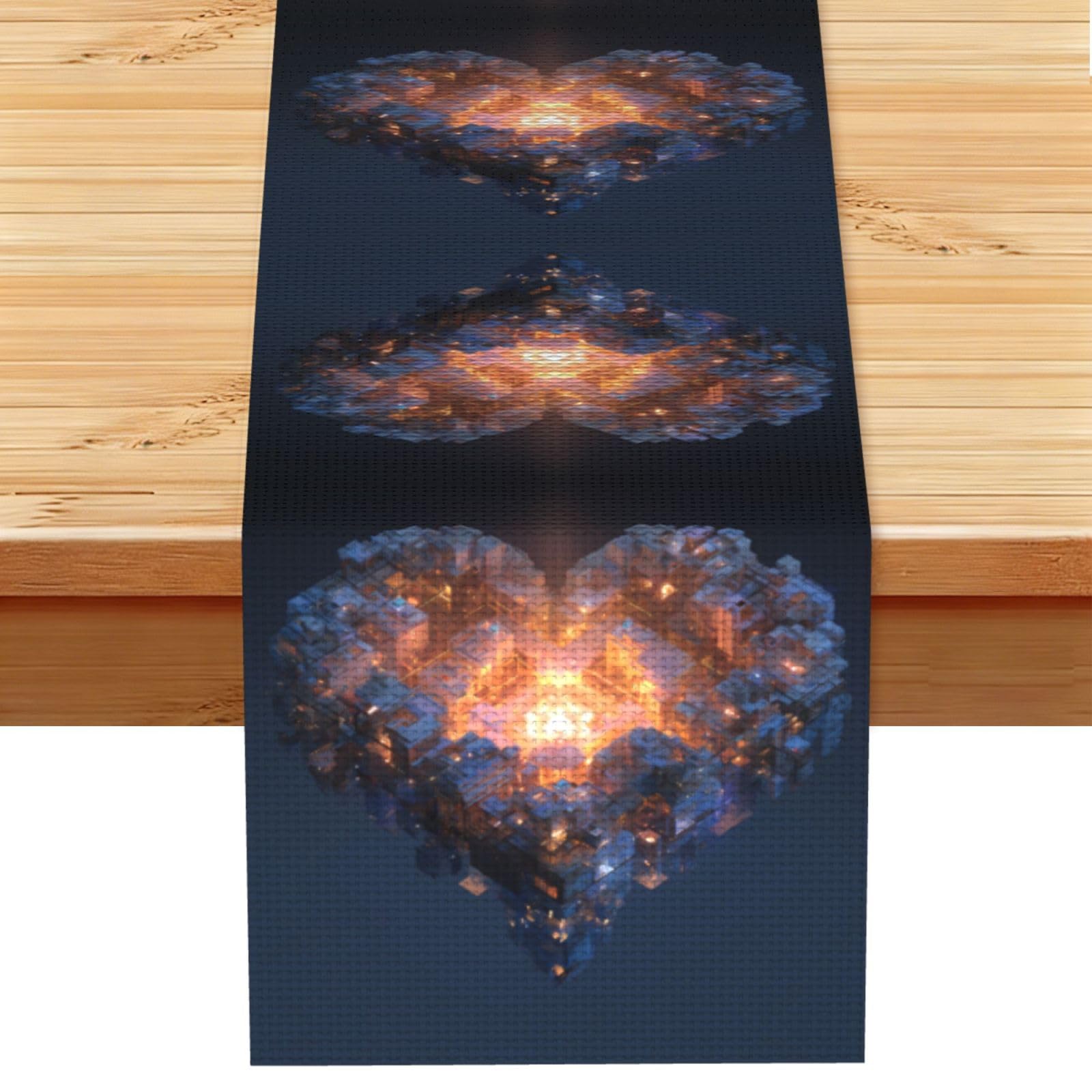 Glowing love heart Linen Feel Table Runner Wedding Party Home Decoration