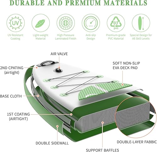 Miniatura 2 de CYFIE 10'6''Inflatable Stand Up Paddle Board, Paddle Boards with Premium SUP Paddle Board Accessories, Removable Kayak Seat and Camera Mount for