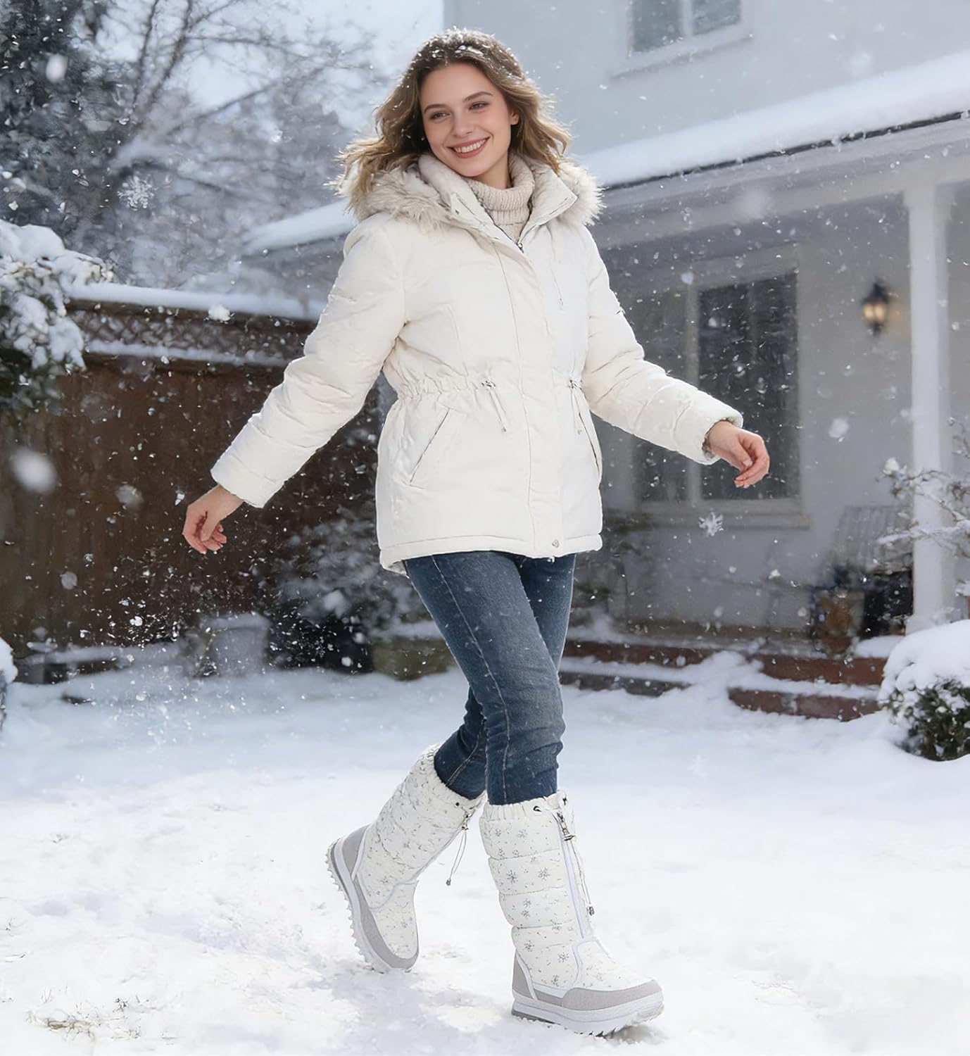 DADAWEN Women's Winter Waterproof Fur Lined Frosty Snow Boots - Image 2