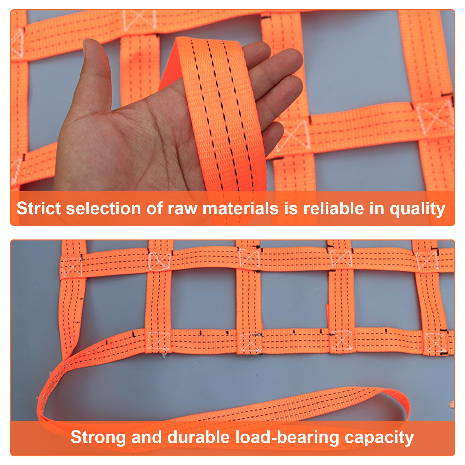 Réseau de chargement suspendu, filet de levage, 1 x 1 m, 300 kg, en polyester, filet de levage de charge, filet à sangle, filet suspendu à haute capacité de charge, sangles pour levage vertical