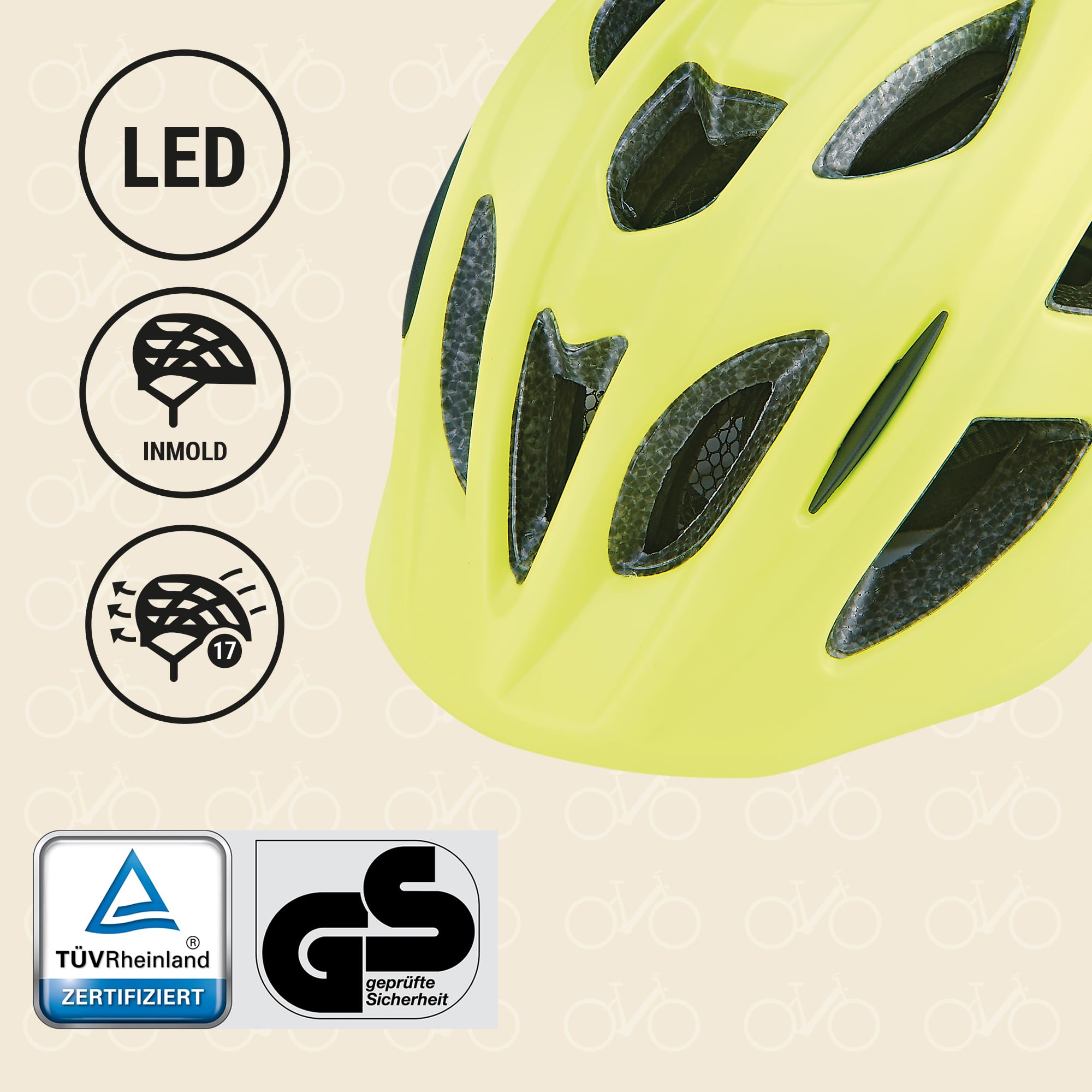 Prophete Kinderhelm 48-52 cm – Neon Gelb mit LED – Verstellbarer Inmold- Fahrradhelm, Seitlicher Verschluss – Leicht & Sicher für Kinder – Optimale Sichtbarkeit & Komfort Sport & Freizeit