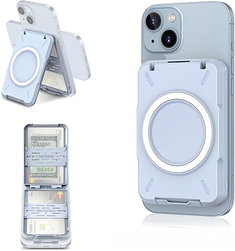 Magsafe - Cartera magnética para tarjetas Magsafe, bloqueo RFID, carcasa rígida delgada, 4 tarjetas de crédito y bolsillo para dinero, soporte