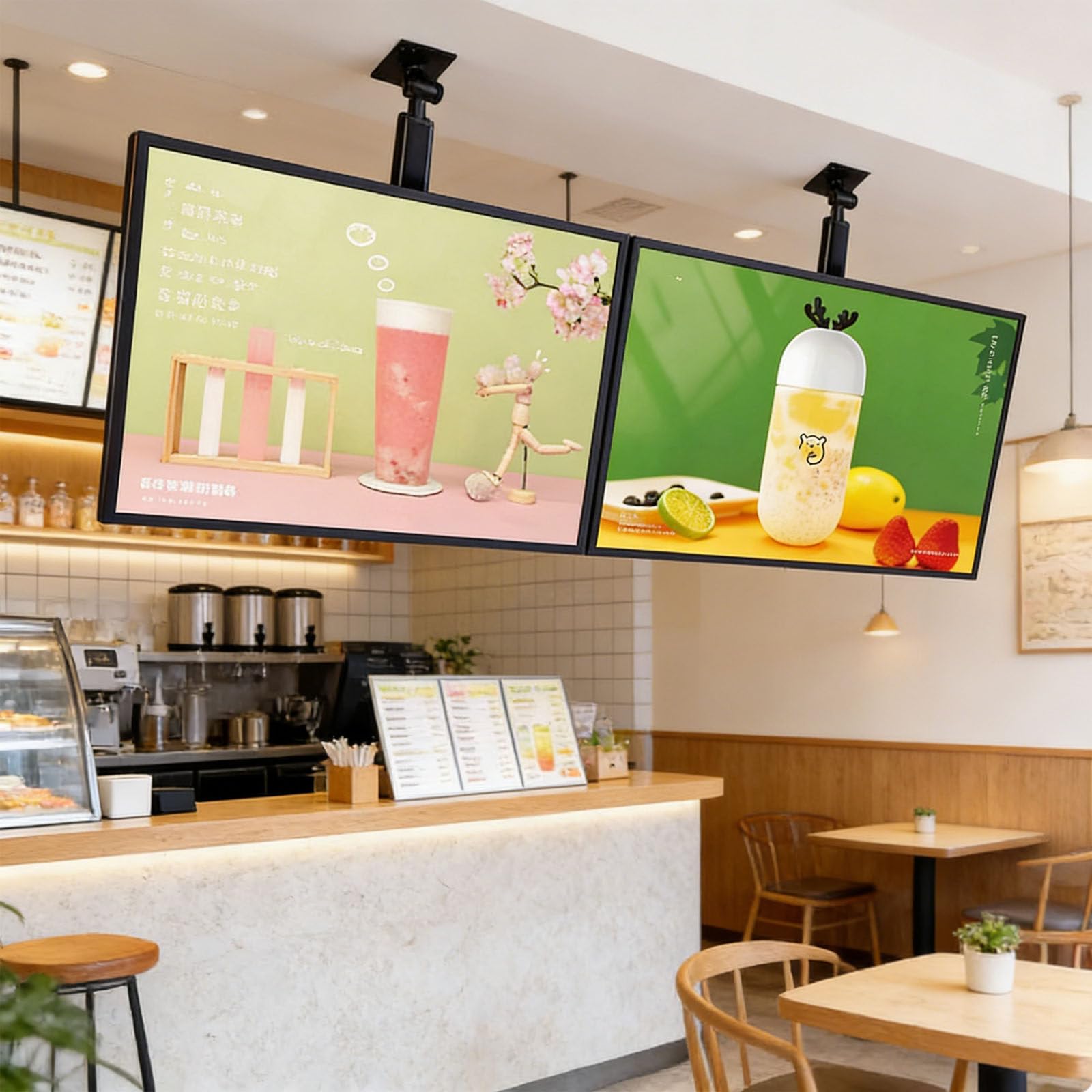 moupeaktain LED Advertising Screen, Restaurant Digital Menu Board & LED Backlit Display Screen, Rotatable Electronic Menu Board, Light Box Billboard for Restaurant, Cafe, Shops 2pcs-50×70cm