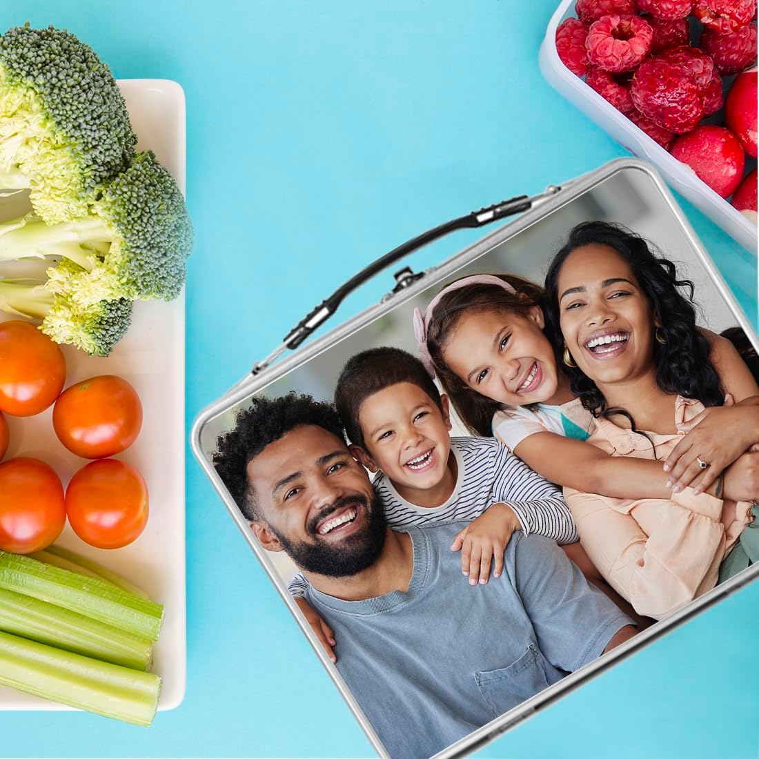 Andaz Press Personalized Stainless Steel Lunch Box, 8.6" x 6.6" Custom Metal Lunch Box Vintage, Custom Photo Lunchbox, Easy To Open Retro Lunchbox for Kids, Adults, BPA Free Metal