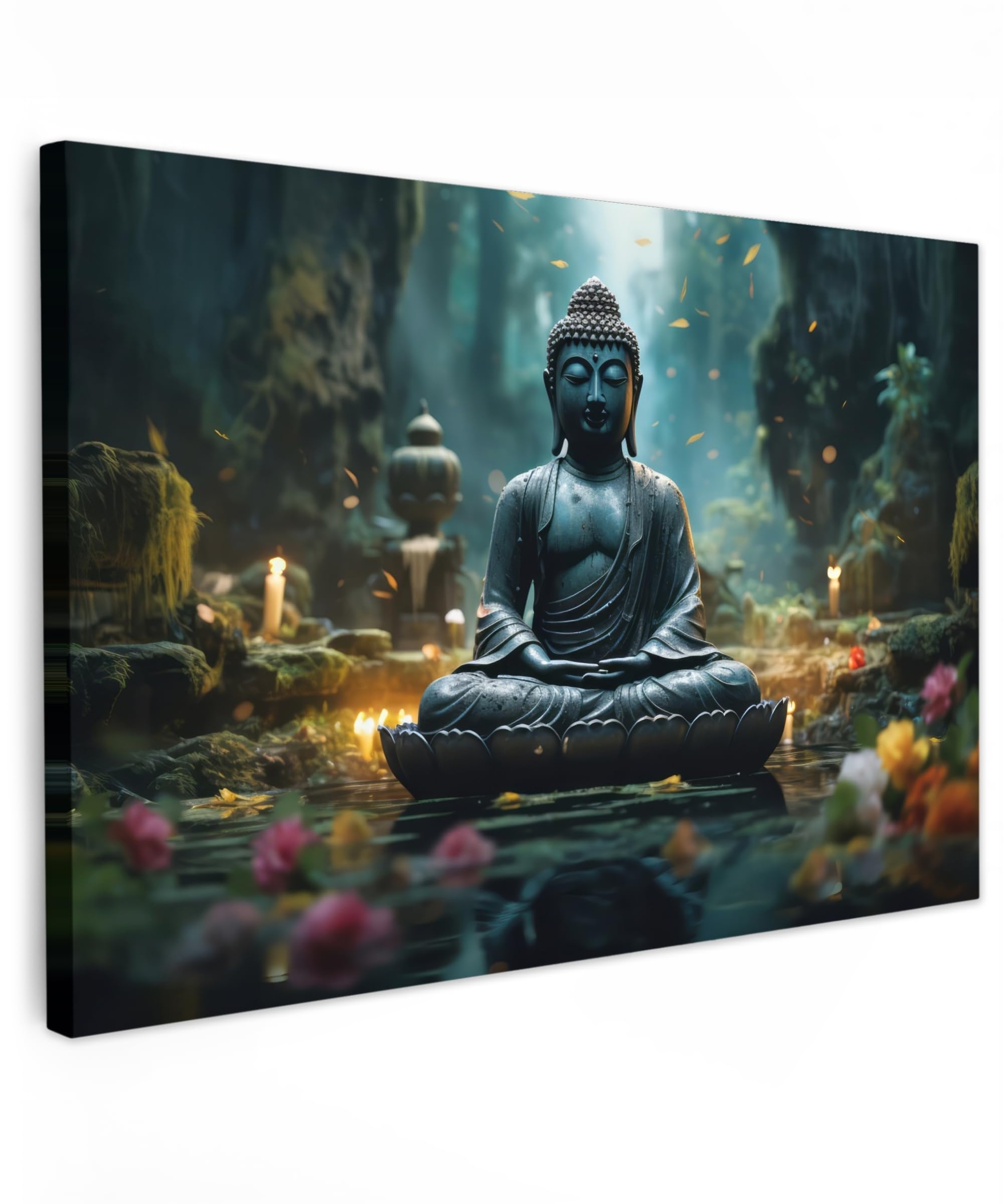 MuchoWow© Canvas Wall Art 35"x24" / 90x60 cm Home Decor Paintings for Living Room Decorations Gifts Hallway Buddha - Statue - Buddha - Zen - Art - Buddha — image 1