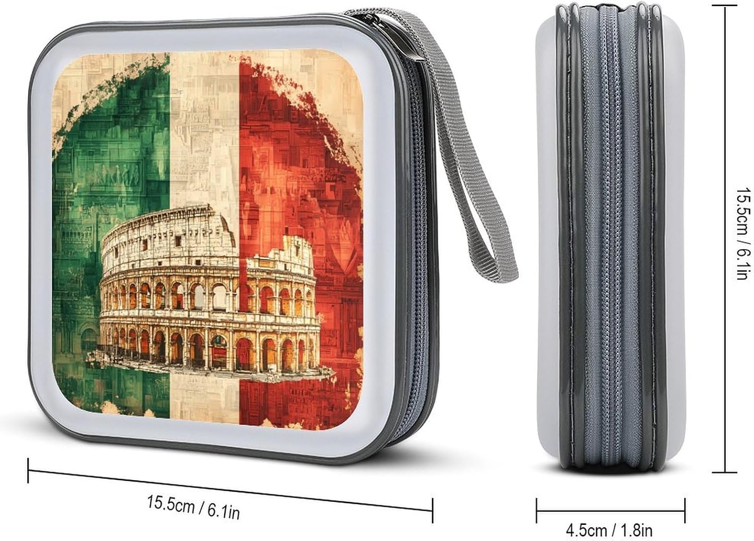 Italian Italy Flag Funny CD Cases Holder DVD Disc Portable Storage Binder Bag 40-Capacity
