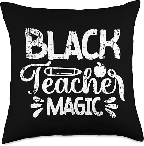 Black Teacher Magic African American History Pride Black Teacher Magic African American History Juneteenth - Almohada de 18 x 18 pulgadas, multicolor