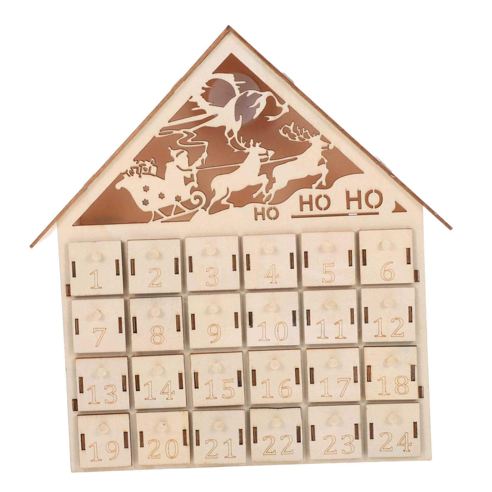 SHINEOFI Calendario Avvento Natalizio in Legno 24 Cassetti Ricaricabili e Illuminazione LED per Decorazione da Tavolo Rustica e Festiva per Natale 2026
