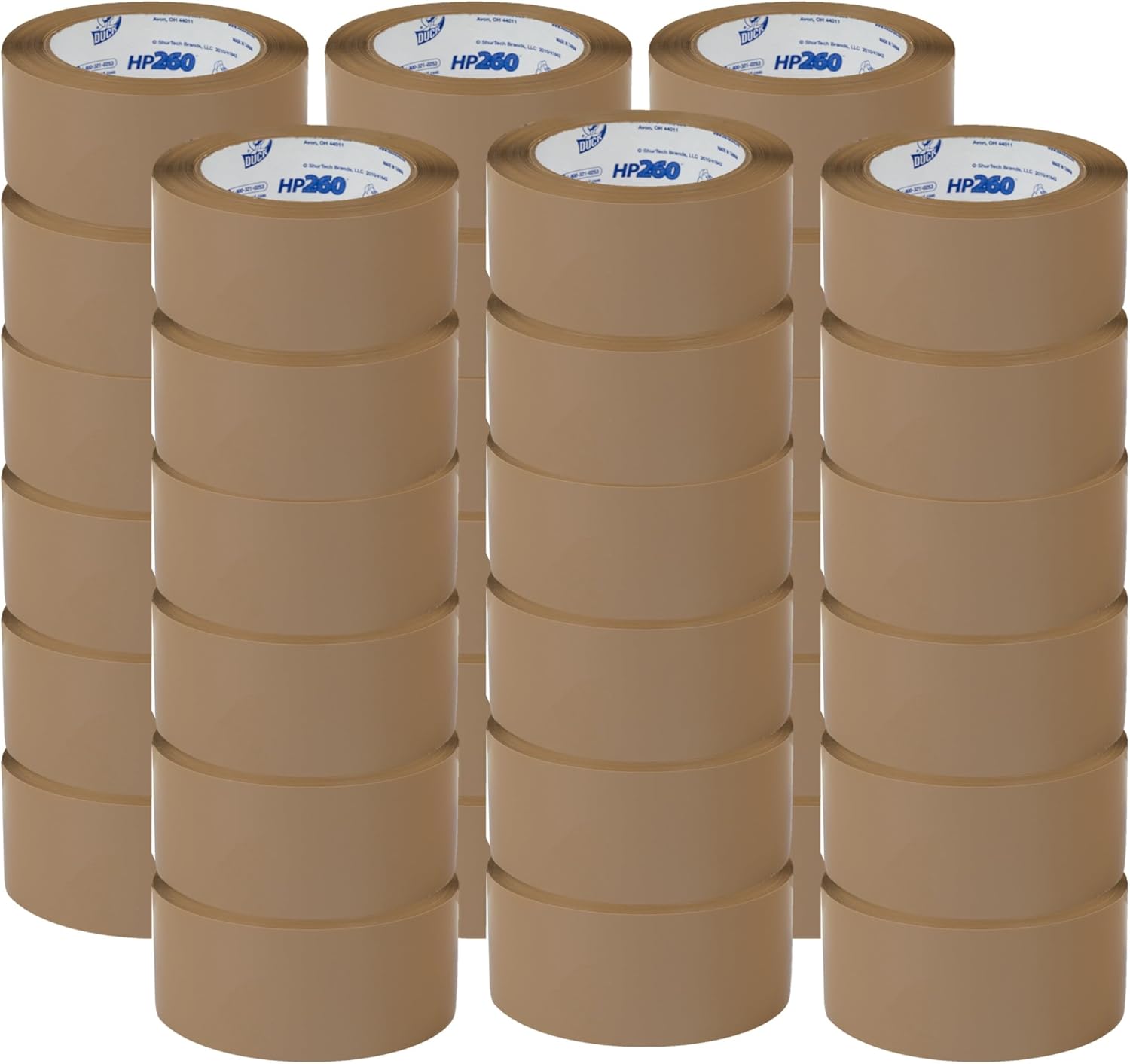 Duck Brand HP260 High Performance 3.1 Mil Packaging Tape, 1.88-Inch x 60-Yard, Tan, Case of 36 Rolls (299009)