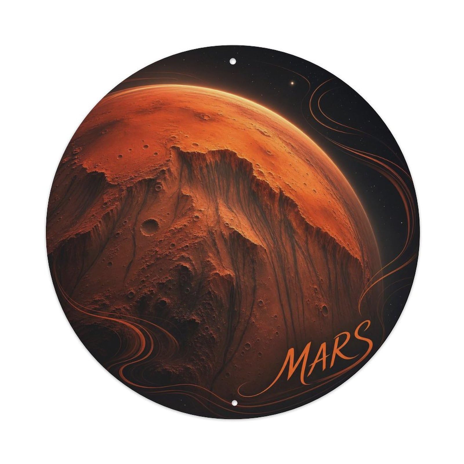Cosmos Mars Red Planet Space Age Celestial Metal Tin Sign Plaque Wall Decor for Cafe, Man Cave, Club Bar, Office, Home Garden Round Metal Poster 8x8Inch