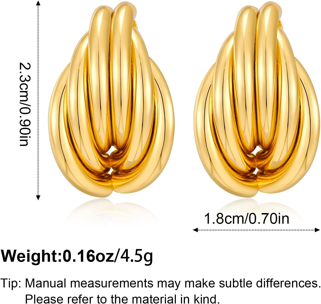 Gold Geometric Drop Dangle Earrings for Women Chunky Trendy Knot Stud Small Twisted Link Earring Jewelry Gift - Image 7