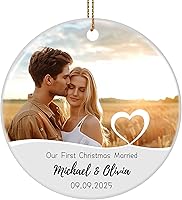 Vista 24 de Adornos de Navidad personalizados para la familia 2025, adornos de foto personalizados para el árbol de Navidad, adorno de foto, decoración de árbol