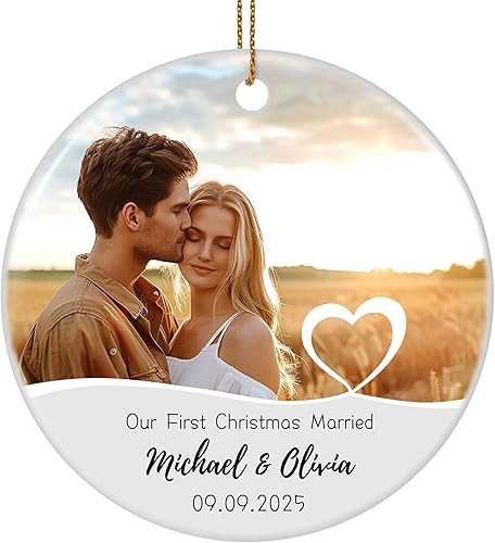 Miniatura 24 de Adornos de Navidad personalizados para la familia 2025, adornos de foto personalizados para el árbol de Navidad, adorno de foto, decoración de árbol