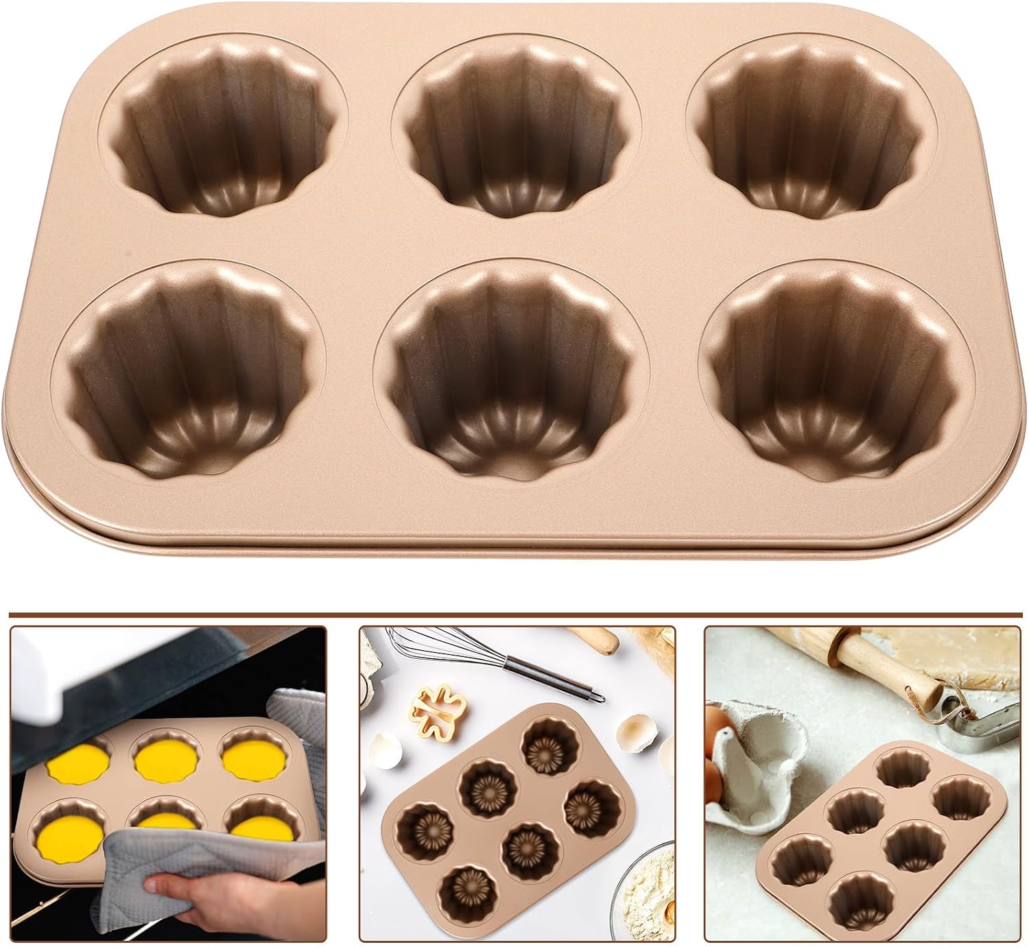 Non-stick 6-cavity Angel Bell Cake Mold Carbon Steel Baking Supply DIY Dessert Pan Oven Use