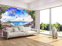 Vista 3 de MFWFM Hermoso mural de pared 3D con diseño de cascada para dormitorio y sala de estar (no se pega ni se pega)