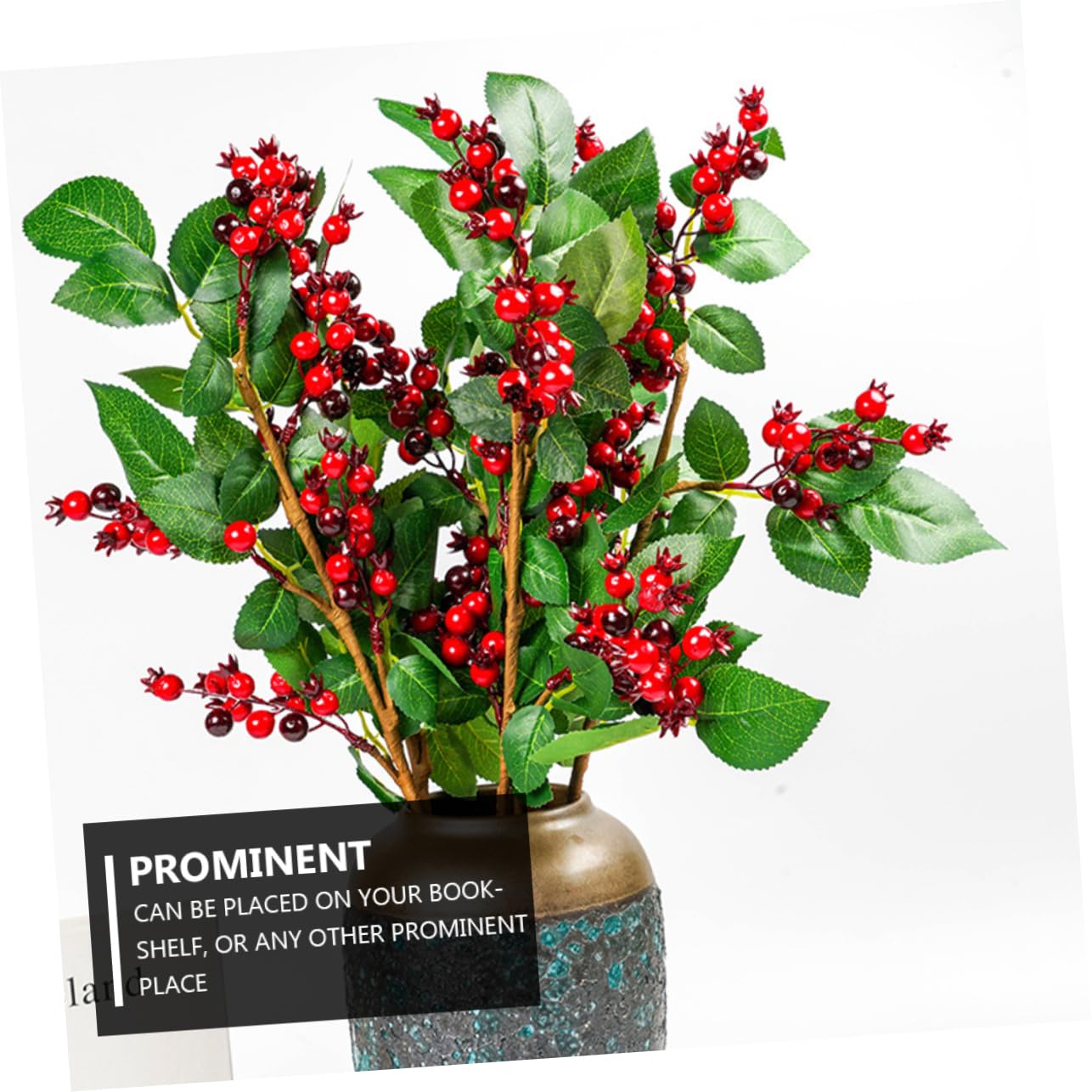 MAGICLULU Künstliche Rote Festtagsfrüchte für Partydeko Künstliche Rote Weihnachtsblumen als Tischdeko Am Tannenzweig für Garten für Weihnachtsbaumdeko