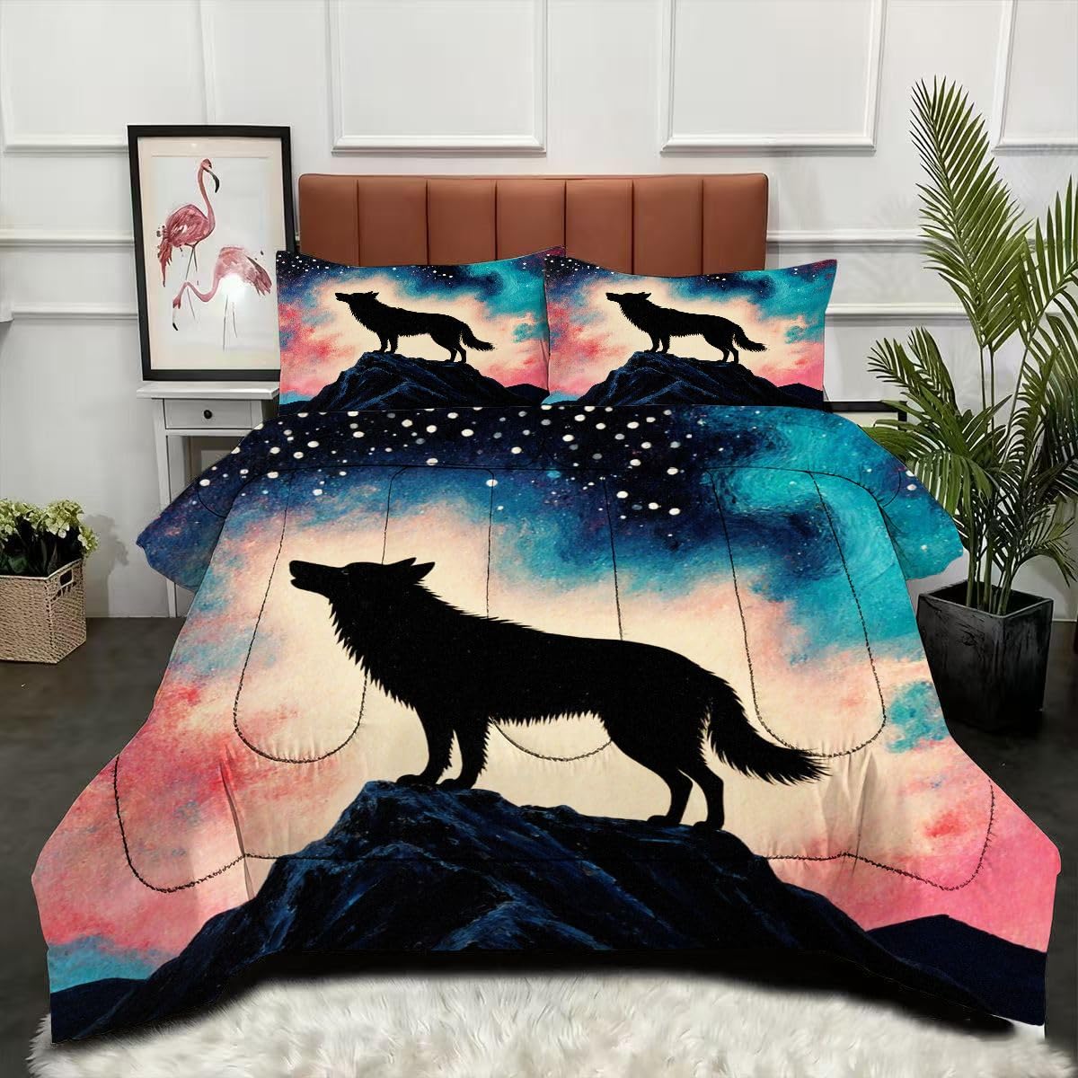 Couette 240 x 260 cm Loup hypoallergénique pour peau sensible en microfibre