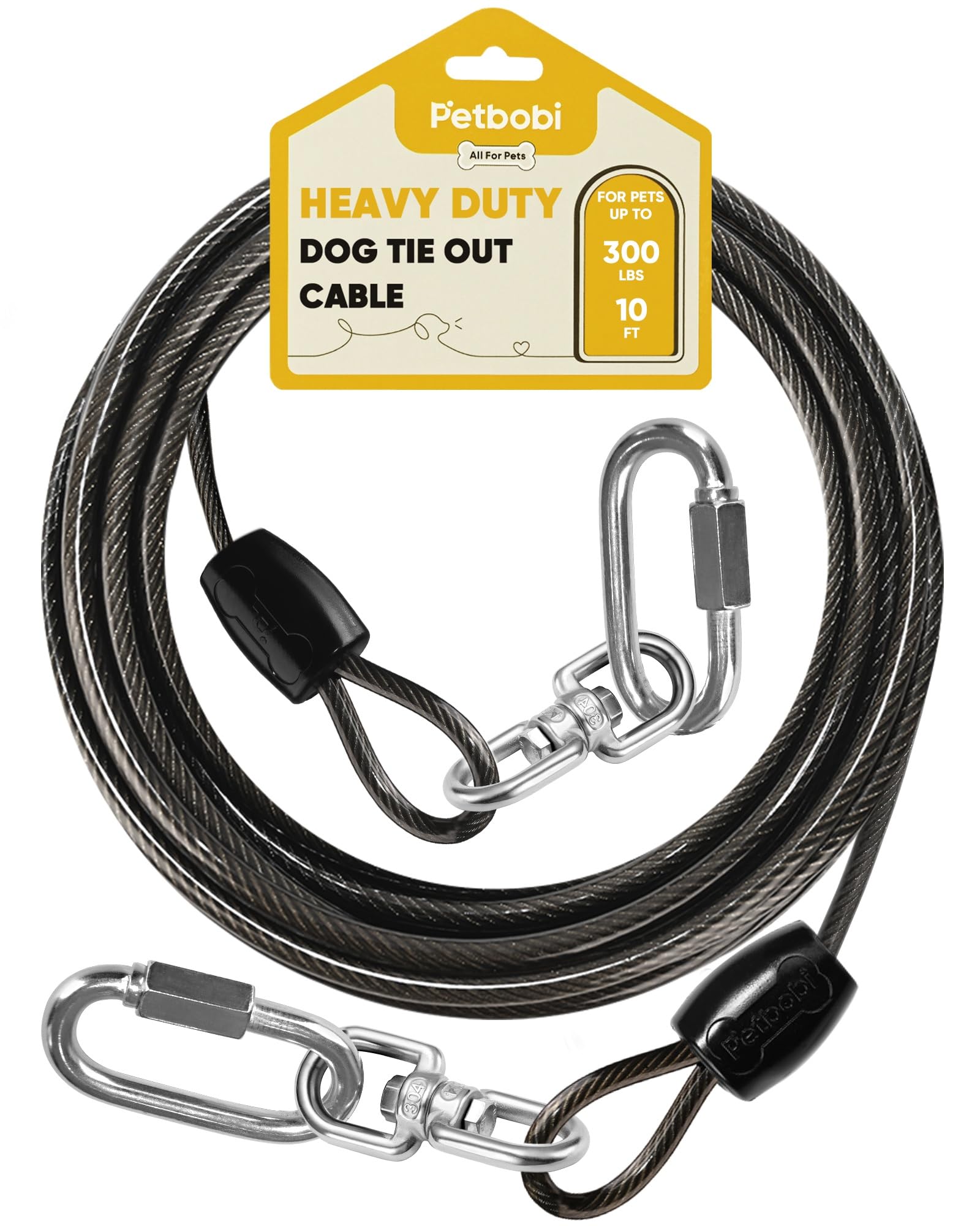 Câble d'attache robuste pour chien idéal au jardin ou camping pour sécuriser les grands animaux