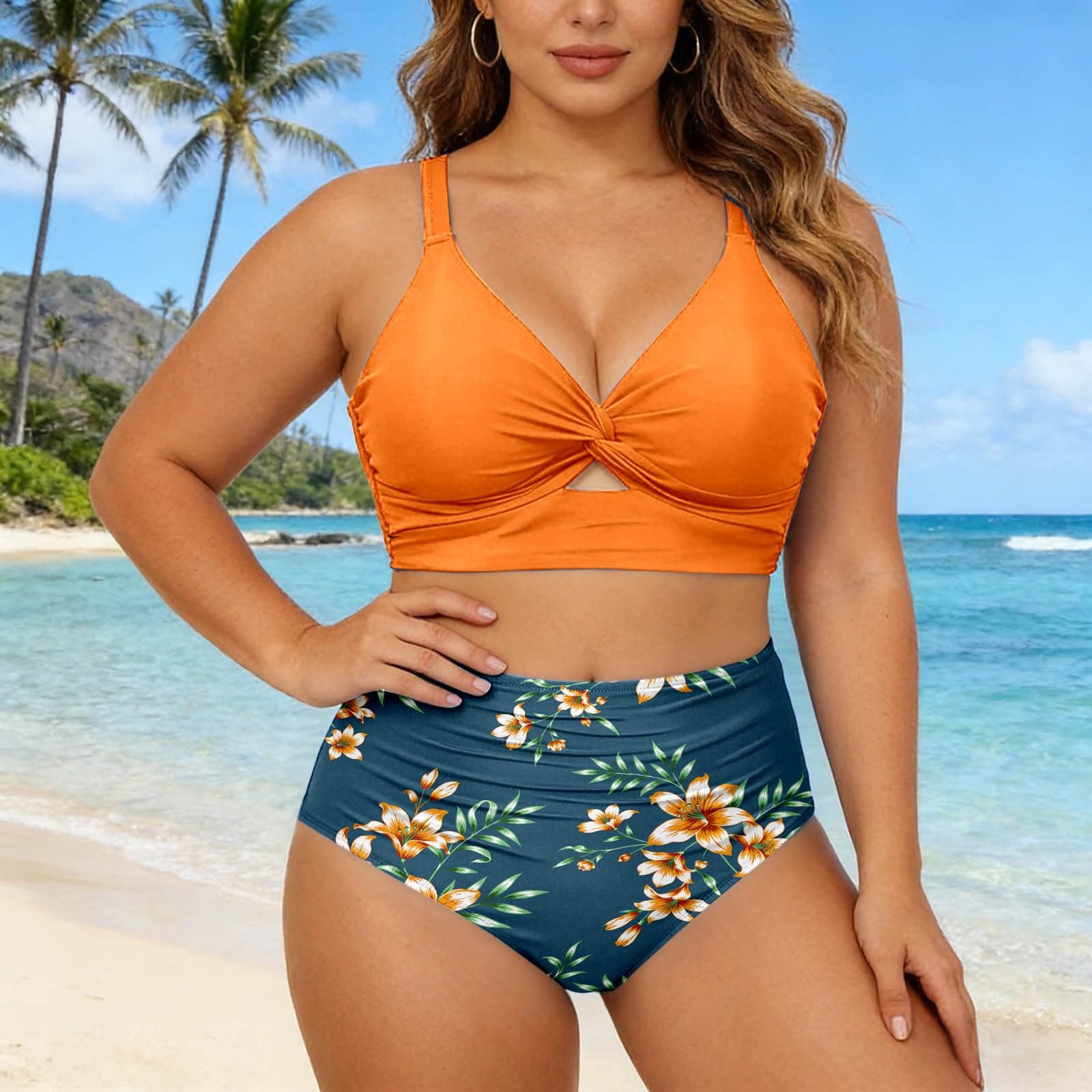 Bikini Mujer Dos Piezas,Dos Piezas Ropa de Baño Conjunto Bohemio Floral Bañador Verano Natación Conjuntos Bikinis Brasileño Triángulo Elegante para Viajes#G