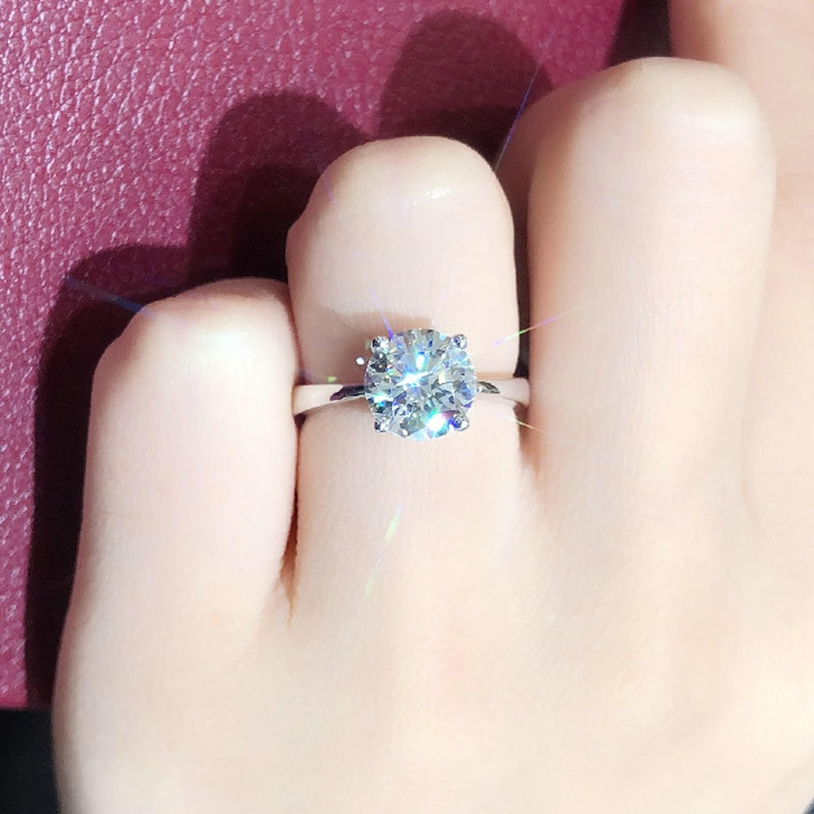 KnSam Prawdziwe pierścionek zaręczynowy 18K 750 białe złoto, laboratoryjny pierścionek zaręczynowy klasyczny pierścionek zaręczynowy Au750 złoto, rozm. 49-70