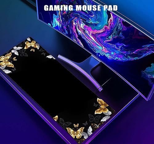 Miniatura 5 de LTHAOGUO Tapete grande para mouse con diseño de hojas y flores y flores, tapete largo para computadora de juegos, para mujeres y hombres,