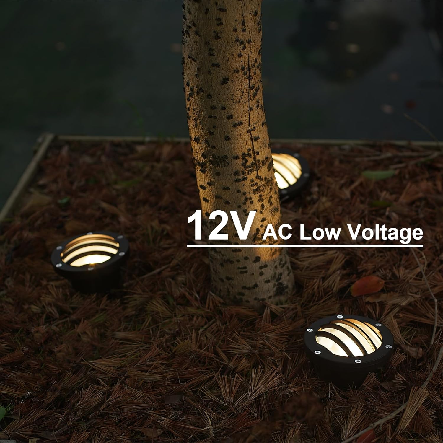 GOODSMANN Landscape Lights 4PK Low Voltage Well Lights 4 Watt 200 Lumen LED Landscape Lighting 2800K Warm White Metal In-Ground Light with Cable Connectors