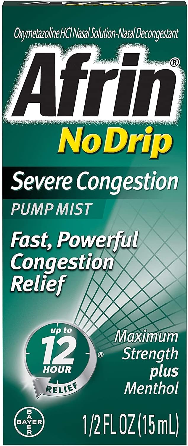 Afrin No Drip Pump Mist Severe Congestion, 0.5 oz (Pack of 1)
